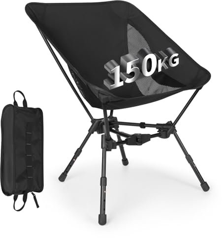 TOPCHANCES Campingstuhl Faltbar,Camping Stuhl Tragbarer Campingstühle 150Kg Faltstuhl Ultraleichter Packmaß Kleiner Klappstuhl mit Seitentaschen&Atmungsaktives Mesh für Picknick,Outdoor,Wandern