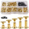 YIXISI 80 Set M5 x 4/6/8/10/12 mm Viti per Rilegatura Chicago Kit, 5 Dimensioni Kit Di Rivetti A Vite, Set Rivetti in Pelle, per Rilegatura di Libri Decorativi in Pelle, Oro