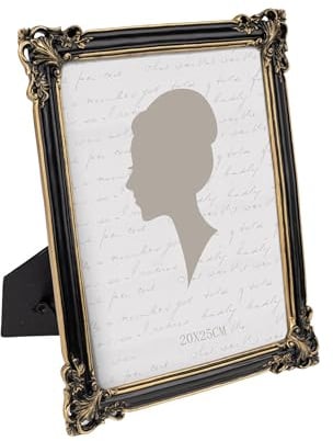 Vintage-Bilderrahmen 20,3 x 25,4 cm, luxuriöse antike Fotorahmen mit Glasfront, Tischaufstellung/Wandaufhängung, Schwarz-Gold