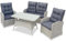 Green Spirit - Garten Sitzgruppe Monte Carlo - Grau, Polyrattan, für 4 Personen, Sicherheitsglas, Wetterfest, Gartenmöbel-Set 4 teilig mit Bank, Tisch, 2 Sessel - Dininglounge-Set, Garten-Essgruppe