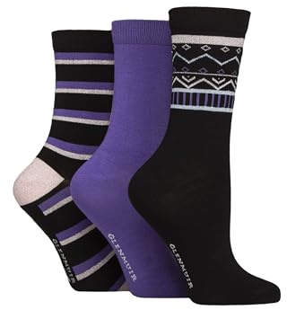 Glenmuir Women's Gift Boxed Socks - Patterned Animal Print, Floral, Soft, Breathable & Cooling Bamboo in Christmas Box 3 Pair Multipack Size 4-8