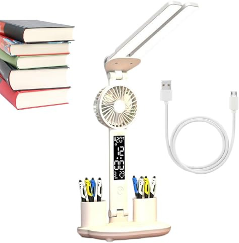 Lámpara de escritorio con ventilador, lámpara de escritorio LED con ventilador | Iluminación de lámpara de mesa multifuncional | 3 niveles de brillo de estudio Luz de lectura de la sala de estudio par