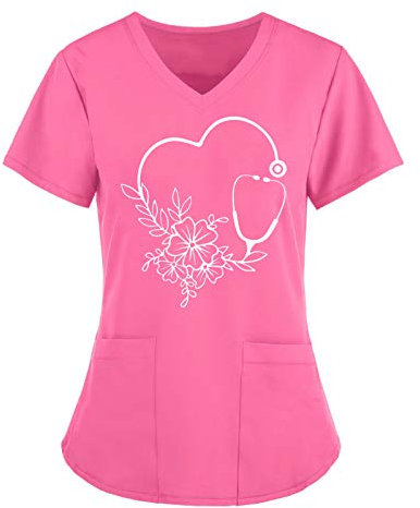 Blouse Infirmiere Femme Tunique Uniforme Medicale Haut D'infirmière Uniforme De Travail Top Offre Soldes d'été Vêtements de Travail et Uniformes Pas Cher Soldes Tenue Infirmiere Professionnelle