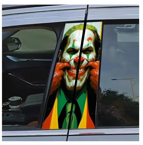 PGVXEM Confezione da 2 Adesivi in Vinile Impermeabile a Tema Joker for Auto, Set di Adesivi for Auto, Adesivi in PVC AntiGraffio, Adatti for Il Montante B dell'auto.