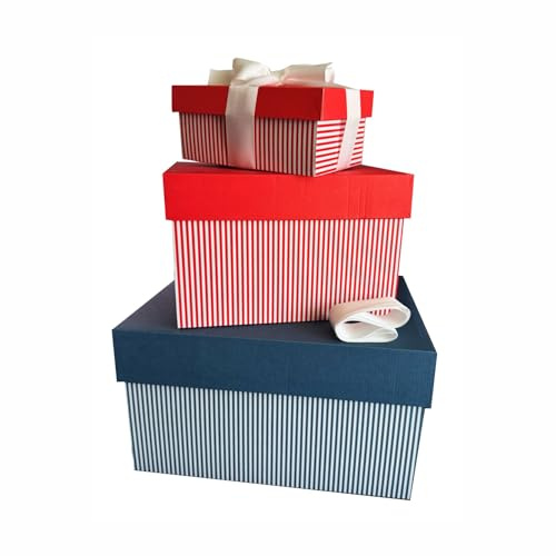 3er Set Geschenkboxen – in Klein, Medium und Groß mit Deckel und weißer Schleife | Perfekte Geschenkverpackung | Ideal für Geschenke (Set 1)