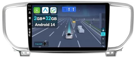 KECONSING 9 Android 14 Autoradio für KIA KX5 / Sportage 4 2016-2019-mit Wireless Apple CarPlay|Android Auto|Mirror Link|GPS Navigation|Bluetooth 5.0|WiFi |USB|Navi|FM+Rückfahrkamera