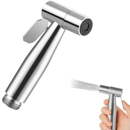 Hand Held Bidet Sprayer, 304 Stainless Jet Spray for Toilet, Water Saving Toilet Bidet Sprayer, Portable Diaper Washer, for Toilets Cleaning,Pet Bath,Bathroom Douche Hygiene(Silver)