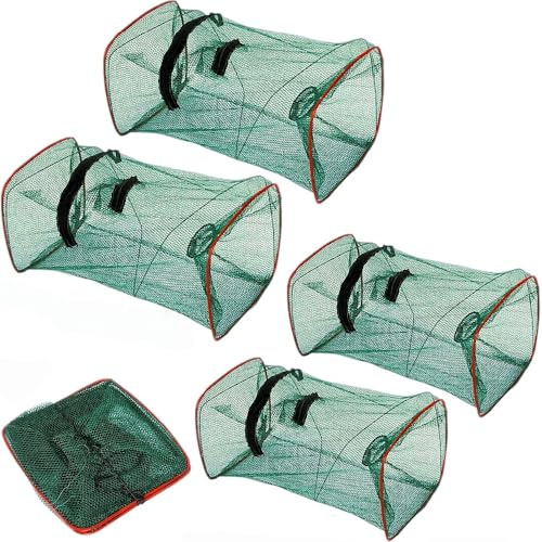 Fiskreuse fiskröt, 4 stycken fiskfällor, fiske, betesdress, aalreuse kräftor, vikbar, reuse fisk, kräftfälla, fiskfälla, för damm, kräftfälla, fiskfälla, återanvänd