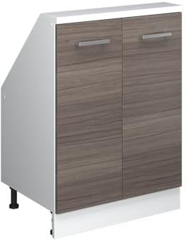 Vicco Dachschrägenschrank Rion, Edelgrau/Weiß | B60 x T46 cm, mit 2 Türen, platzsparend für Dachschrägen