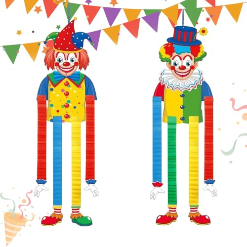 LYPPUL 2 Stück Clown Deko Karneval, Clown Banner Karneval, clown Deko Hängend Tür Wand, Fasching Party Dekoration, Zirkus clowns Dekoration für karneval, Zirkus deko und Geburststagsparty