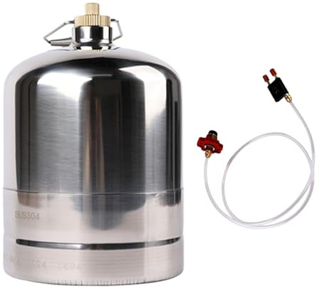 MXRGUMVI Bouteille de gaz gonflable vide rechargeable en acier inoxydable pour la randonnée et la pêche, 1,35 l