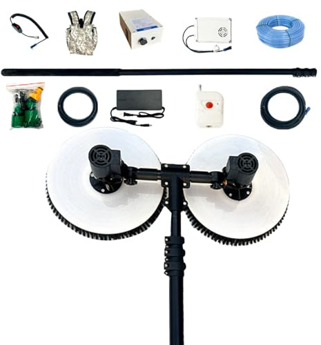 QUSYZD 25ft Solar Panel Cleaning Kit with Brushless Motor, 380RPM Rotary Brush, Water Fed System, 11.5ft Battery-Powered for Easy Solar Panel Maintenance,Dual(5.5m)