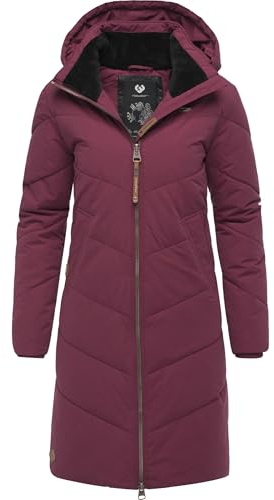 Ragwear Damen Wintermantel warmer wasserdichter Steppmantel lang mit abnehmbarer Kapuze Rebelka XS-6XL
