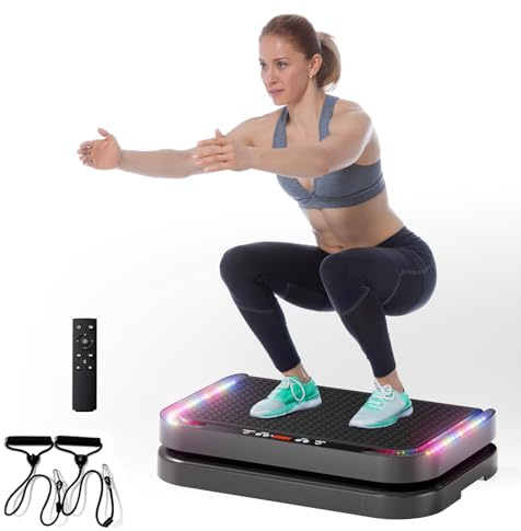 Vibration Plate Exercise Machine for Lymphatic Drainage & Muscle Activation Full-Body Workout Platform with Loop Bands - Strength Toning & Fat Loss Fitness Equipment