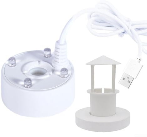 Mist Maker Fogger Vernebler mit 4 LEDs Luftbefeuchter für Wasserbrunnen Teich Aquarium Rock Garden Indoor Outdoor (Weiß)