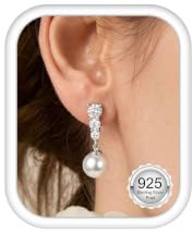 Morfetto Ohrringe 925er Silber-Ohrstifte Zirkonia Hängend Damen Ohrstecker | 14K Vergoldet Hypoallergen Zirkonia Imitationsperle 925er Silber-Ohrstifte Für Frauen Mädchen,Brautschmuck Hochzeit Geschenk