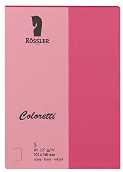 Rössler 220706554 - Coloretti Karten, 220 g/m², DIN A6 hd, pink, 5 Stück