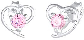 Elli Ohrringe Damen Herz Motiv mit Elegant mit Zirkonia Kristalle in 925 Sterling Silber