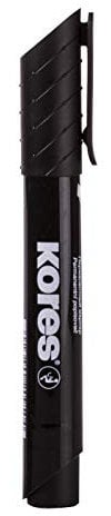 Kores - K-Marker XP2: Schwarze Permanent Marker Stifte, Keilspitze mit wasserfester und geruchsfreier Tinte, für alle Oberflächen, 12 Stk Packung