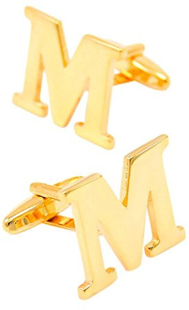 Bishiling Mode Edelstahl Manschettenknöpfe Herren Hochzeit Buchstabe M Manschettenknöpfen Gold