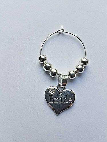 Personalized Wine Glass Champagne Charms Favors Wedding Party Table Decorations (Bride)