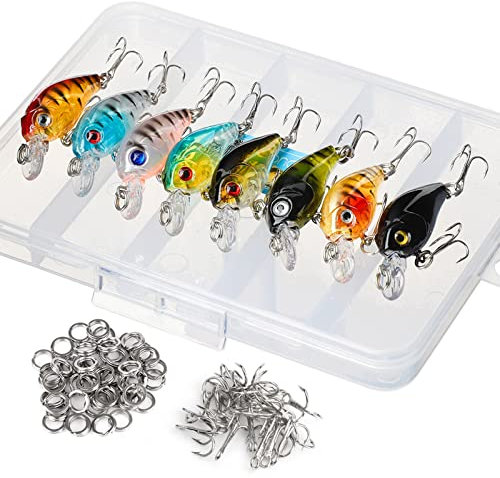 DONQL Angelköder-Set, Elritze-Köder-Set, Wobbler, Kurbelköder mit Haken, Harte Druckknöpfe, Köder für Salzwasser, Süßwasser, Forelle, Barsch, Lachsangeln (8 Stück – 4,5 cm/4 g)