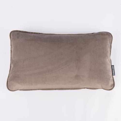 SCHÖNER LEBEN. Samtkissen mit Keder Taupe 30x50cm