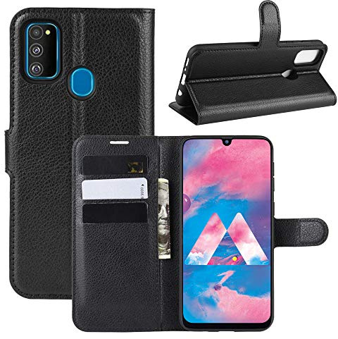 Fertuo Hülle für Samsung Galaxy M30S / M21, Handyhülle Leder Flip Case Tasche mit Standfunktion, Kartenfach, Magnetschnalle, Silikon Bumper Schutzhülle Wallet Cover für Galaxy M30S / M21, Schwarz