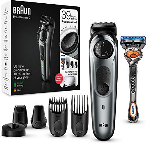 Braun BT7240 Recortadora De Barba Y Cortapelos Para Hombre, Cuchillas Metálicas Afiladas Larga Duración, Hecha Para Durar el Doble*, Negro/Gris Metalizado