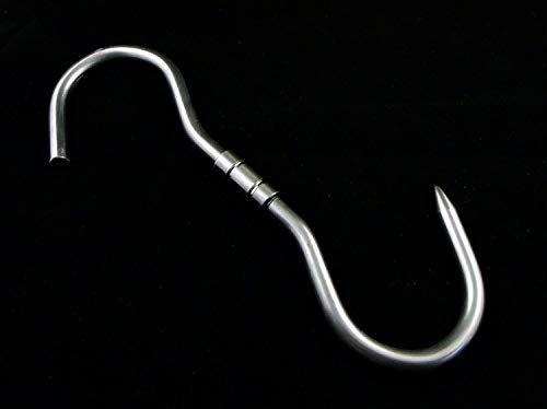 TronicXL 2 Stück PROFI S-Haken - 260x10mm Drehhaken Edelstahl Dreh Haken Wildhaken Zerwirk-haken Swivel Hook Fleischhaken drehbar zum Aufhängen von Wild Fisch Würste Parma Schinken Wildschwein