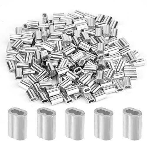 AIEX 200 Stück Aluminium-Crimpschleifenhülse Drahtseilhülsen Ferrule- Crimpschleifenhülse für Drahtseil und Kabel mit 1,5 mm Durchmesser