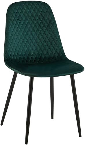 CLP Esszimmerstuhl Giverny gepolstert Samt, Stoffstuhl mit Ziernähten und Bodenschonern, Sessel belastbar bis 150 kg, Farbe:grün, Material:Samt