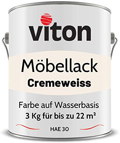 Viton Möbellack - 3 Kg - Seidenmatt Weiss - Möbelfarbe auf Wasserbasis - RAL 9001 Cremeweiss