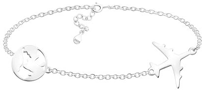 Sofia Milani - Damen Armband 925 Silber - Weltkarten Flugzeug Anhänger - B0291