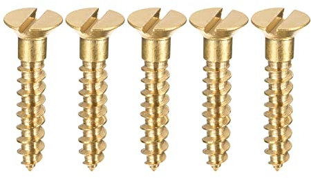 sourcing map Holzschrauben M3 x 16 mm Schlitz Flachkopf Messing Selbstschneidende Schraube 100 Stück