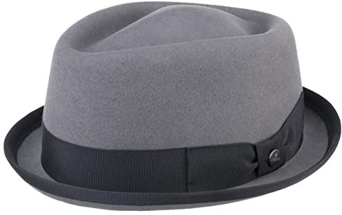 LIERYS Fedora Pork Pie Wollfilz Hut Damen Herren Wasserabweisend Knautschbar Sommer Winter grau XL (60-61 cm)