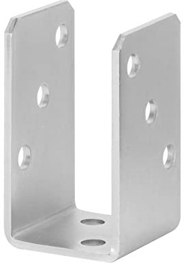 ADGO Socle de la barre, pied de mât 60 mm, à visser, en forme de U, support de poteau, ancrage vissé, vis, ancrage de fixation au sol, ancrage de fixation de mât, acier galvanisé, argenté