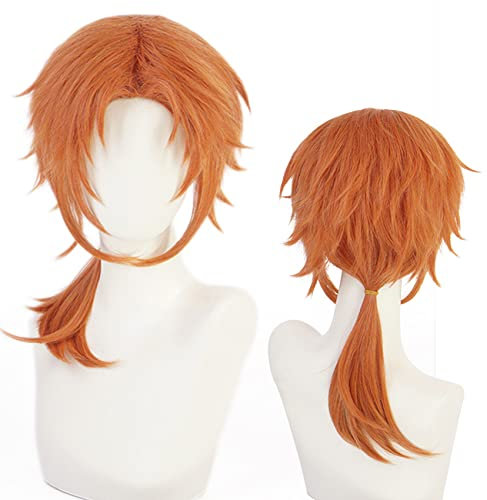 Rötlich braune Cosplay-Perücke für Anime mit langem lockigen Pferdeschwanz, hitzebeständige synthetische Fasern für Halloween, Comic Con, Cosplay-Shows