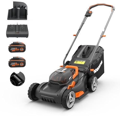 Tosaerba elettrico a batteria Worx NITRO 40 cm, WG734E, Batteria PowerShare PRO da 40 V con 2 pezzi da 4,0 Ah (Batterie e caricabatterie inclusi)