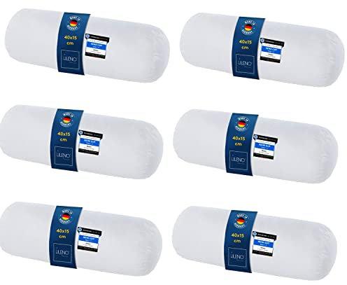 LILENO HOME Microfaser Nackenrolle 15x40 cm [6er Set] bis 95 Grad waschbar mit Reißverschluss - Kopfkissen 15x40 cm als Kissen-Füllung für Bett oder als Deko-Kissen - Sofa-Kissen & Zier-Kissen