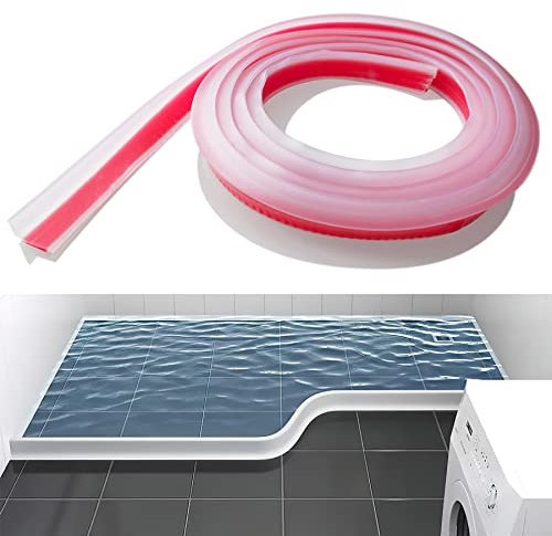 200cm Barriera Doccia,Striscia di Ritenzione ,Silicone ,Guarnizione Vasca da Bagno,Bordo Barriera Pieghevole Profilo (Trasparente)