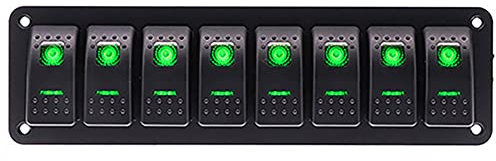 Riloer Pannello interruttore combinato a 3/4/5/6/8 gang, 12 V/24 V, pannello interruttore a levetta modificato con luce LED, universale, per barche, auto, camper, roulotte
