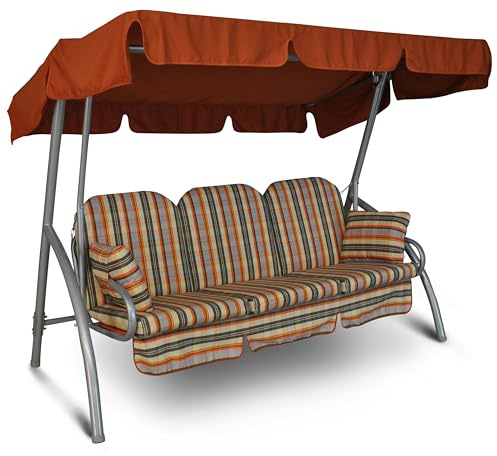 ANGERER Hollywoodschaukel Deluxe grau-blau geblümt | Gartenschaukel Made in Germany, Schaukel zum Sitzen und Entspannen, einfache Montage