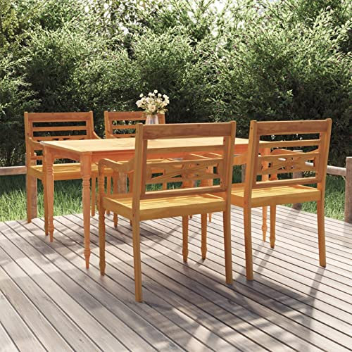 CIADAZ 5-TLG. Garten-Essgruppe, Gartenmöbel Set, Balkonmöbel Set, Sitzgruppe Garten, Gartengarnitur, Garten Essgruppe, Terrassen Möbel, Massivholz Teak