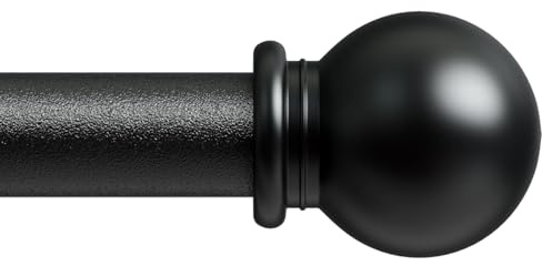 gardinenstange schwarz 71-155 cm, wandmontage gardinenstangen set mit Halterungen, Dekorativ 16mm schwarz matt gardinenstange 1.5m lang