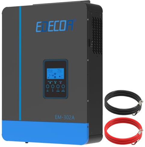 EDECOA Hybrid Wechselrichter 3000w 24v 230v 4200VA Solarladegerät MPPT 80A Pur Sinus 55-450Vdc Off-Grid BMS Kommunikation Batterieladegerät Netzpriorität Solarladeregler (WiFi kompatibel)