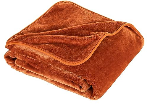 Moon - Kuscheldecke Cashmere Feeling - aus recyceltem Materialien - Wohndecke ca. 150x200 cm - extra schwere Qualität ca. 500g/m² - rost
