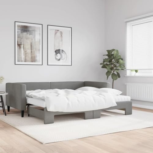KOIECETA Tagesbett mit Bettkasten & Matratze Dunkelgrau 213 x 100 x 68 cm Stoff