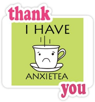 Anxiety Teacup Diet Art Deco Fashion Thank You Stickers Quote Grateful
