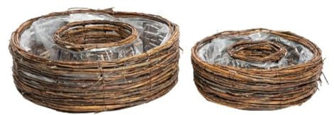 Pflanzring 2er Set I Weide I Ø30x11cm + Ø40x13cm I braun I mit Folie